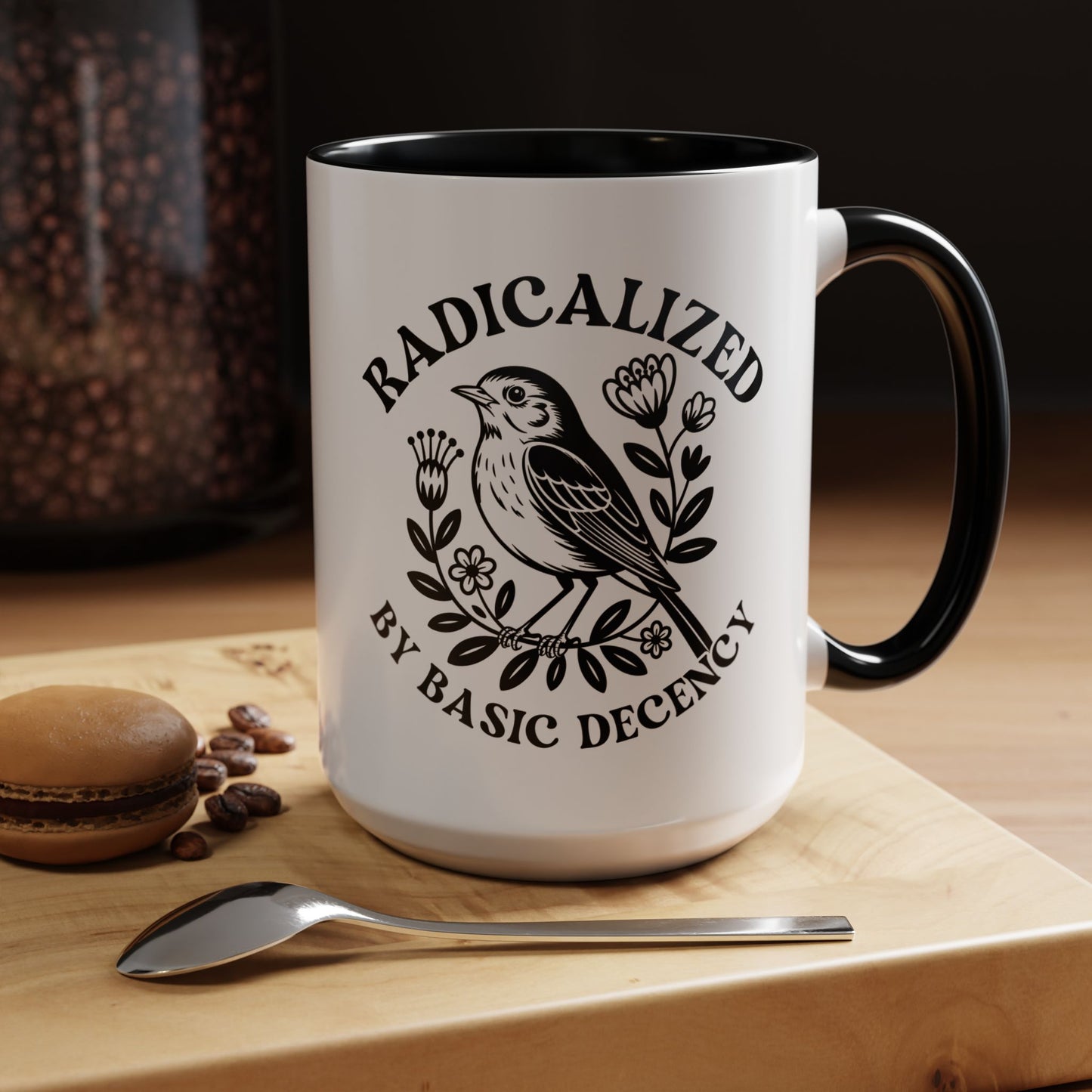 Radicalized by Basic Decency Accent Coffee Mug