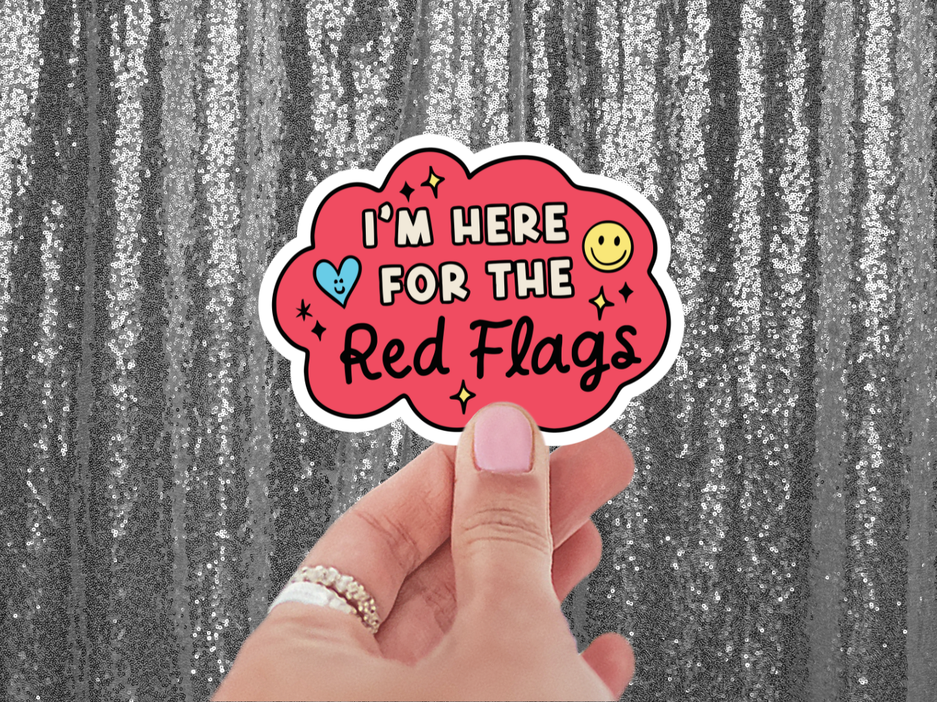 Here For The Red Flags Sticker