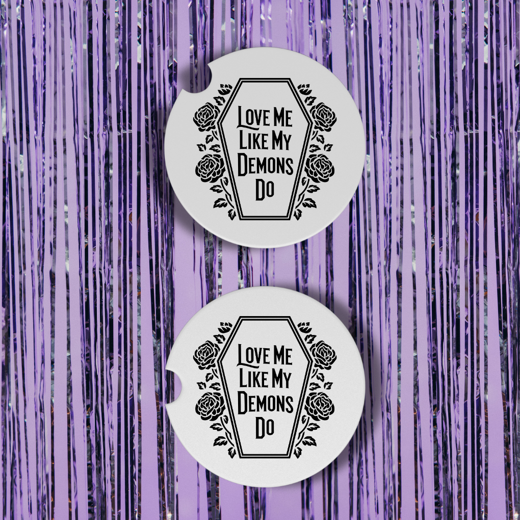 Love Me Like My Demons Do Neoprene Car Coasters