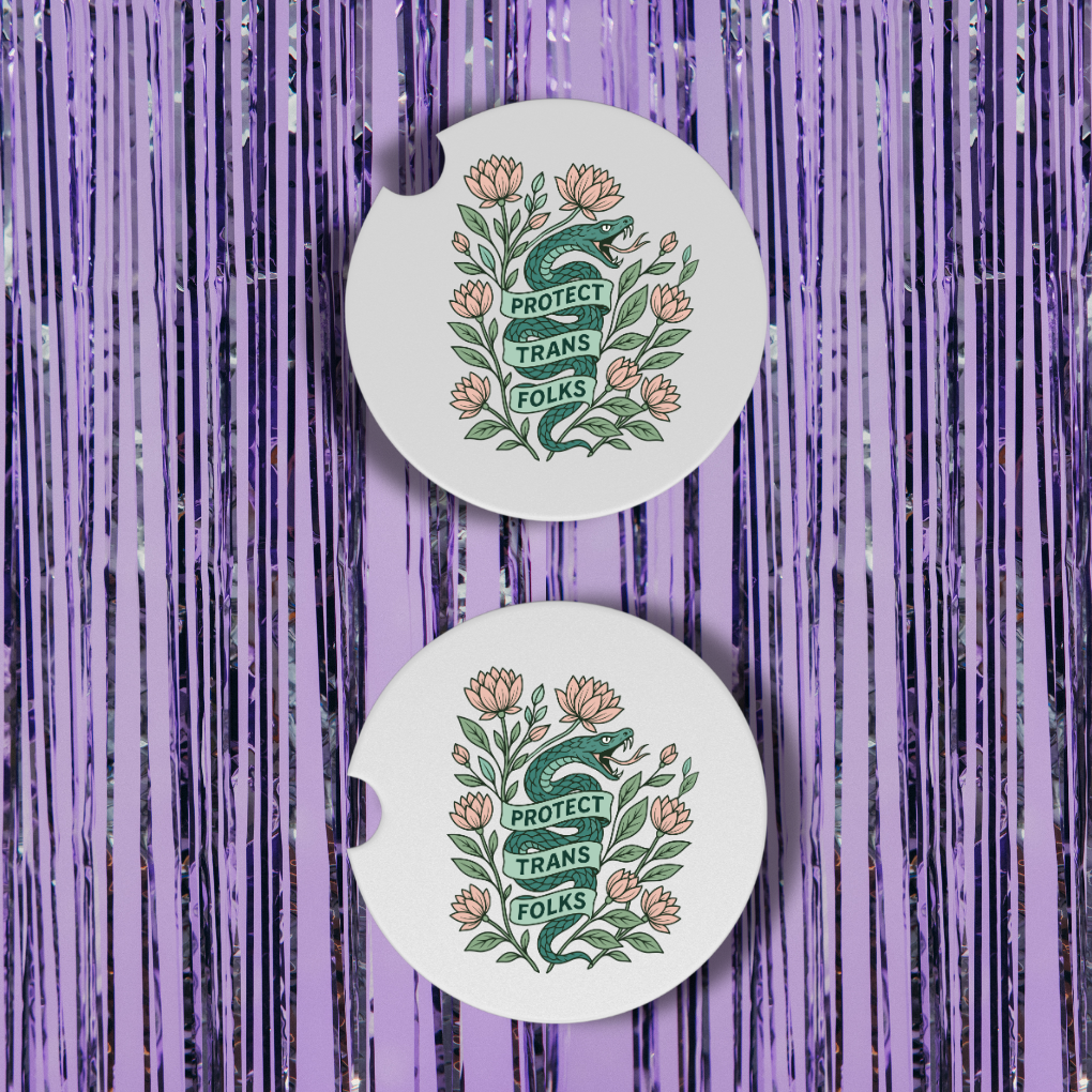 Protect Trans Folks Neoprene Car Coasters