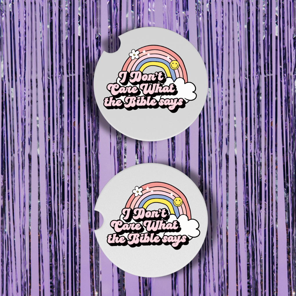 I Don't Care What The Bible Says Neoprene Car Coasters