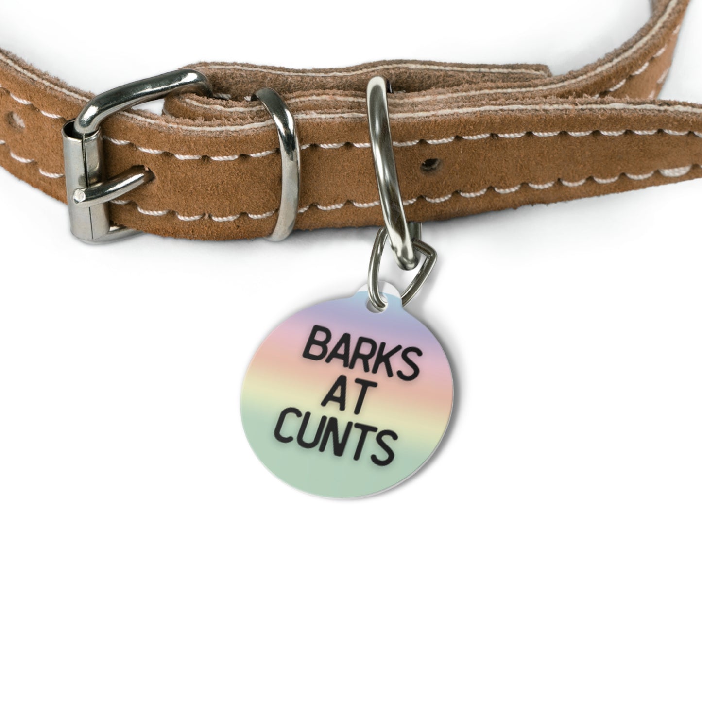 Barks at Cunts | Funny Pet ID Tag for Dogs and Cats | Sarcastic Pet Accessory