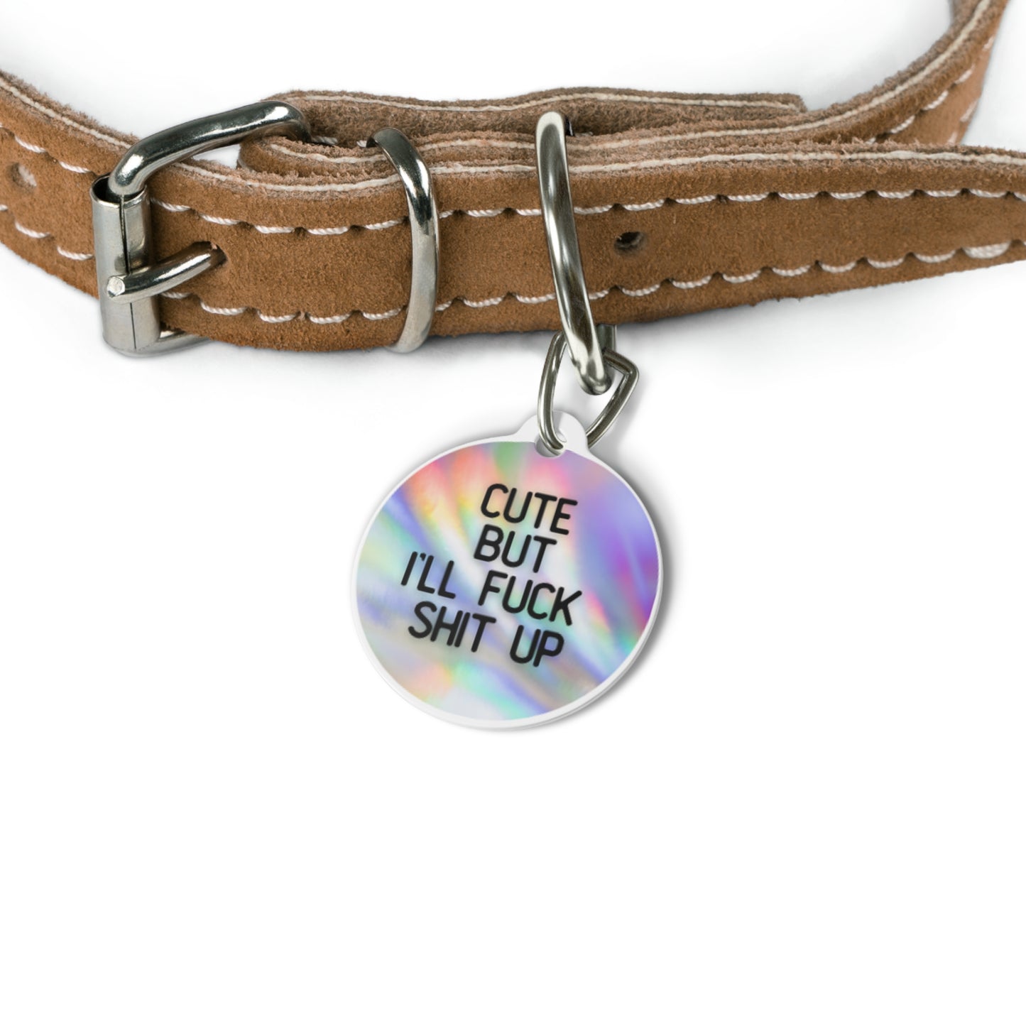 Cute But I'll Fuck Shit Up | Funny Pet ID Tag for Dogs and Cats | Sarcastic Pet Accessory