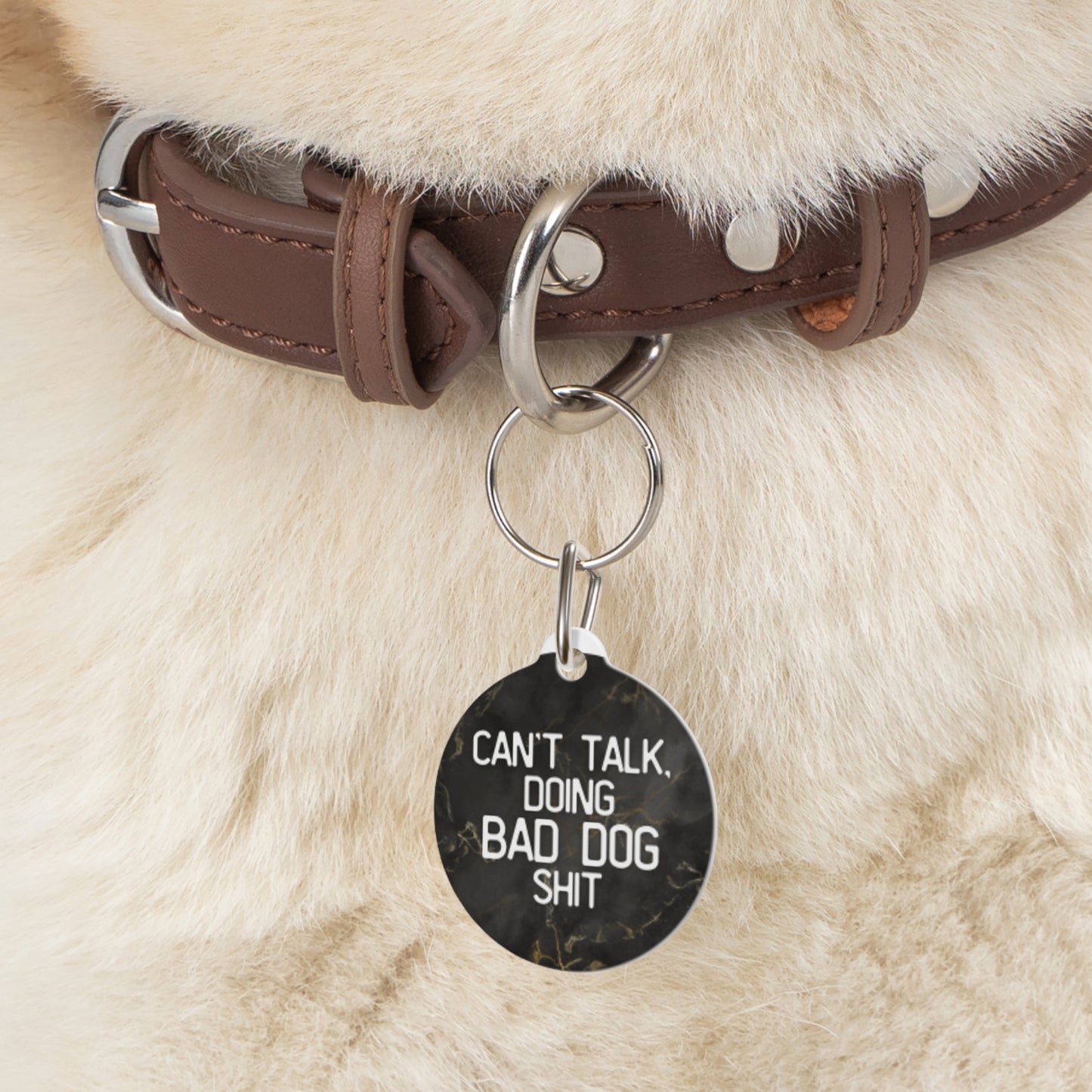 Can't Talk, Doing Bad Dog Shit | Funny Pet ID Tag for Dogs and Cats | Sarcastic Pet Accessory