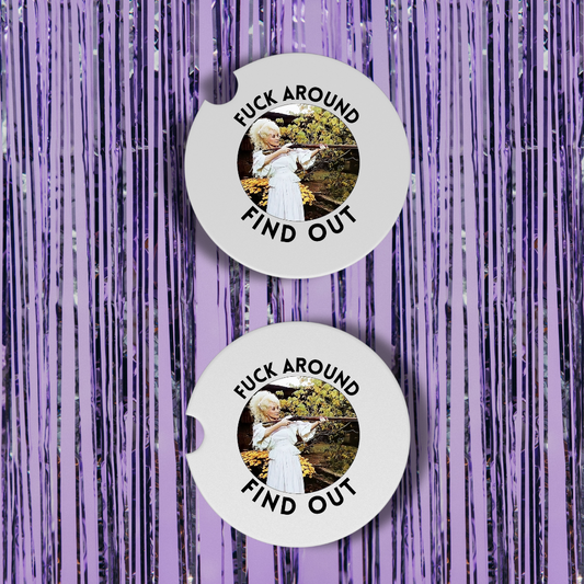 Fuck Around, Find Out Neoprene Car Coasters