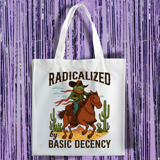 Radicalized By Basic Decency Frog Tote Bag