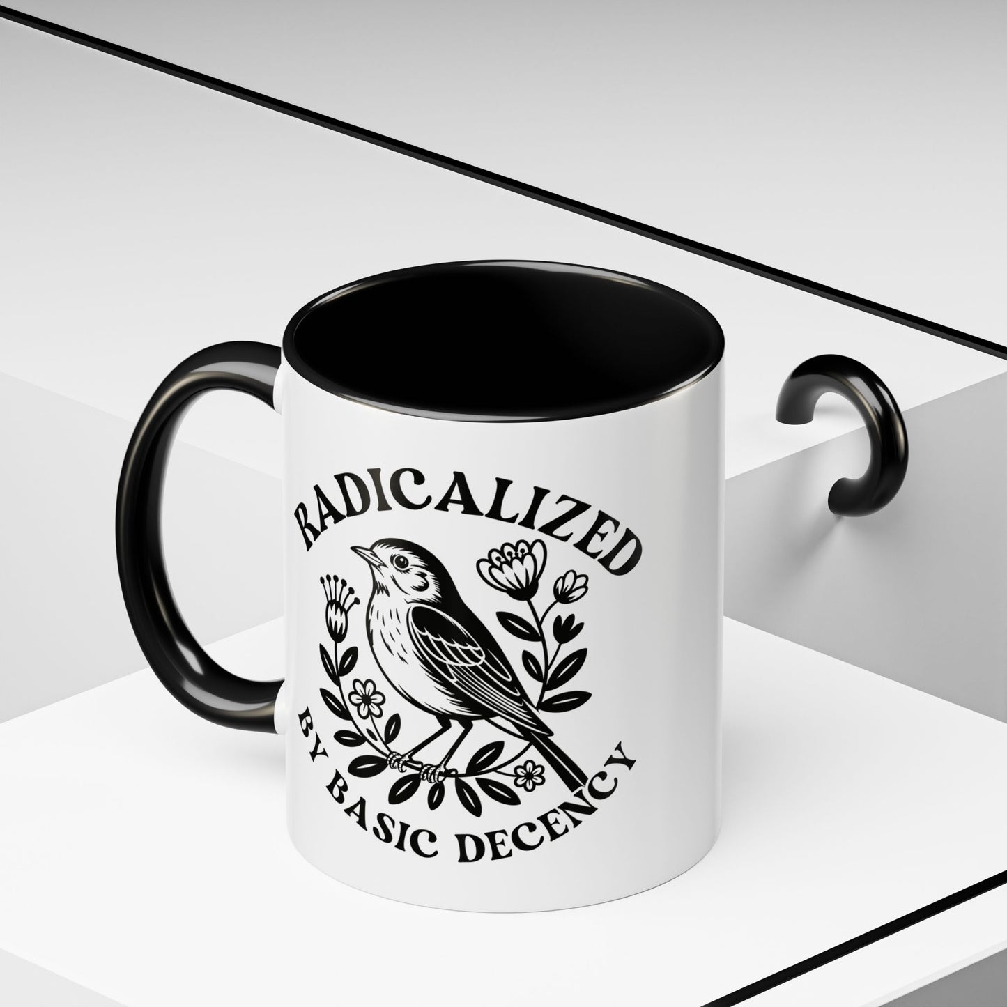 Radicalized by Basic Decency Accent Coffee Mug