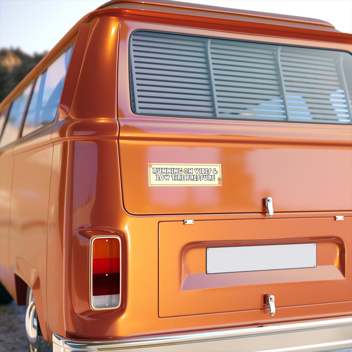 Running on Vibes and Low Tire Pressure Bumper Sticker | Retro