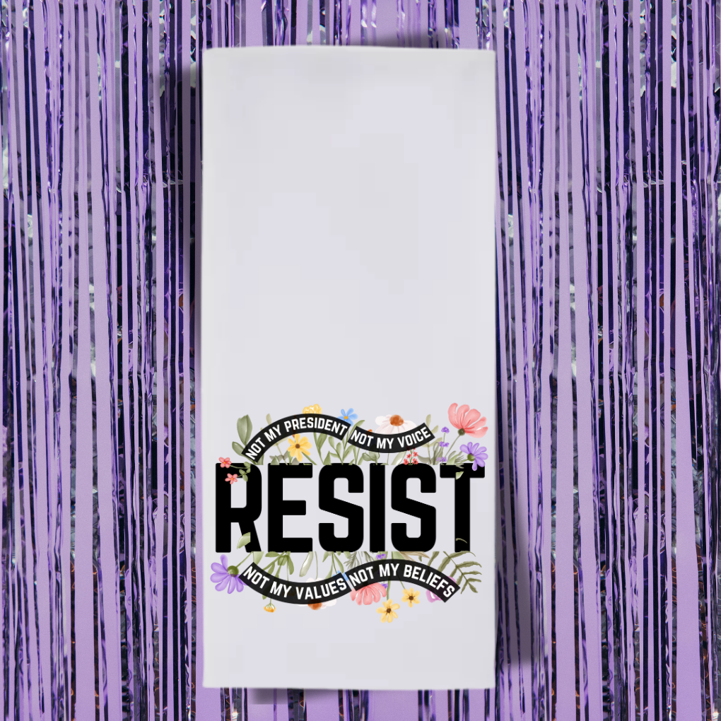 Resist Floral Tea Towel