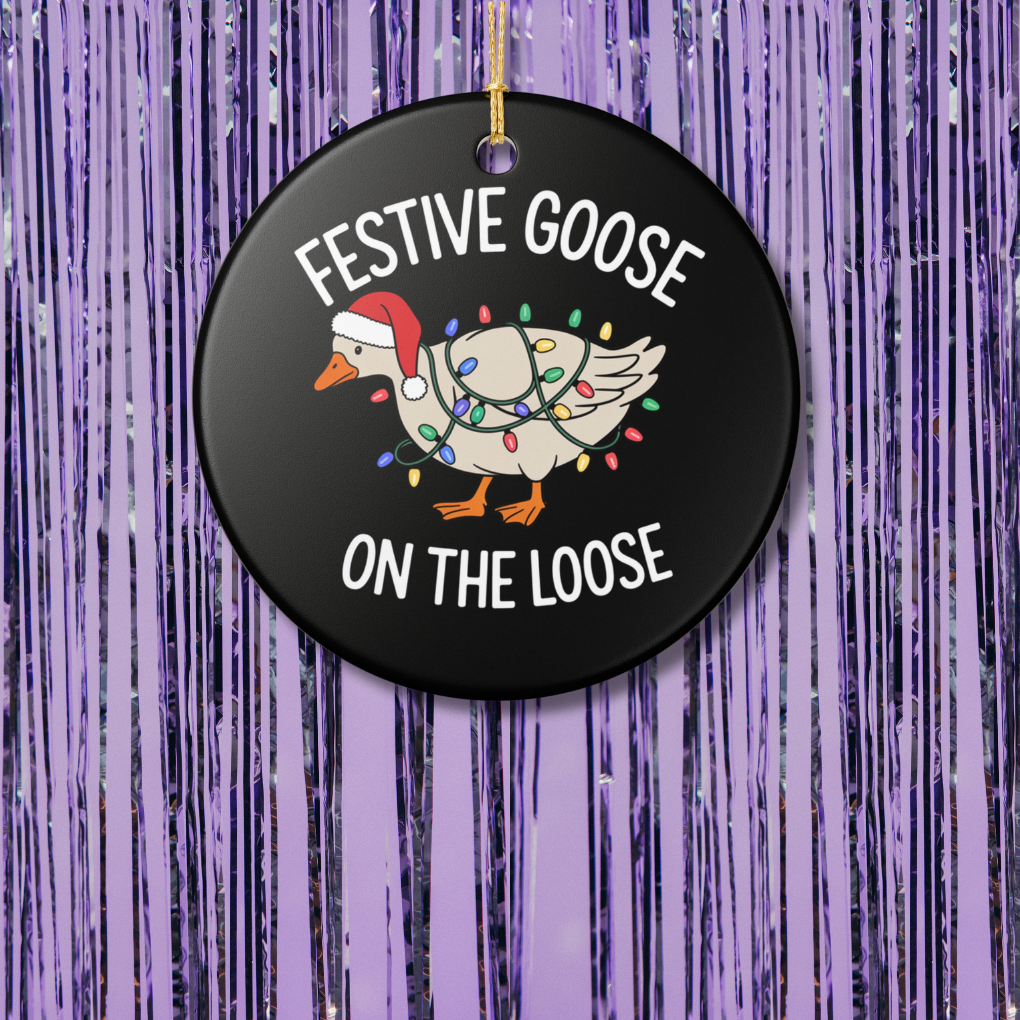 Festive Goose On The Loose Christmas Ornament