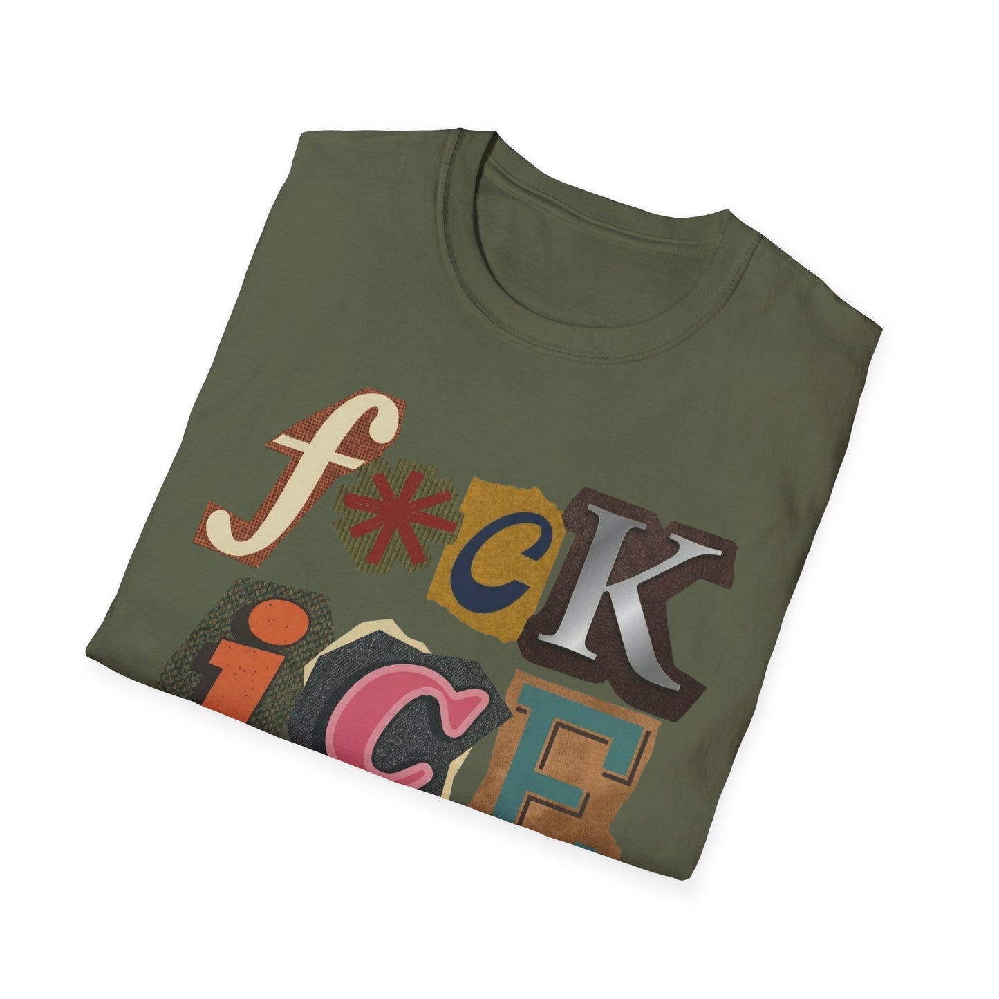 F*ck ICE - Vintage Ransom Note Graphic T-Shirt