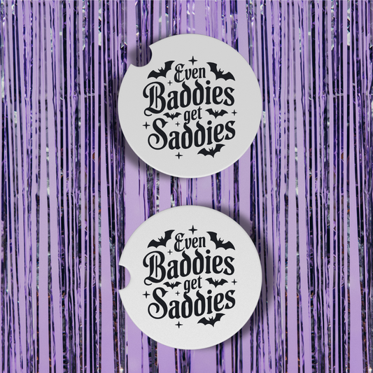 Even Baddies Get Saddies Neoprene Car Coasters