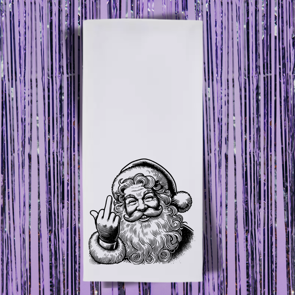 Unfestive Santa Tea Towel