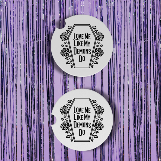 Love Me Like My Demons Do Neoprene Car Coasters