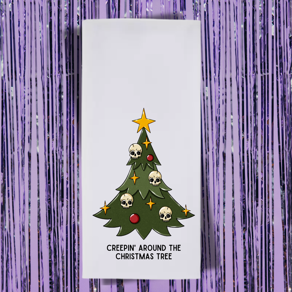 Creepin' Around The Christmas Tree Tea Towel