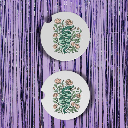 Protect Trans Folks Neoprene Car Coasters