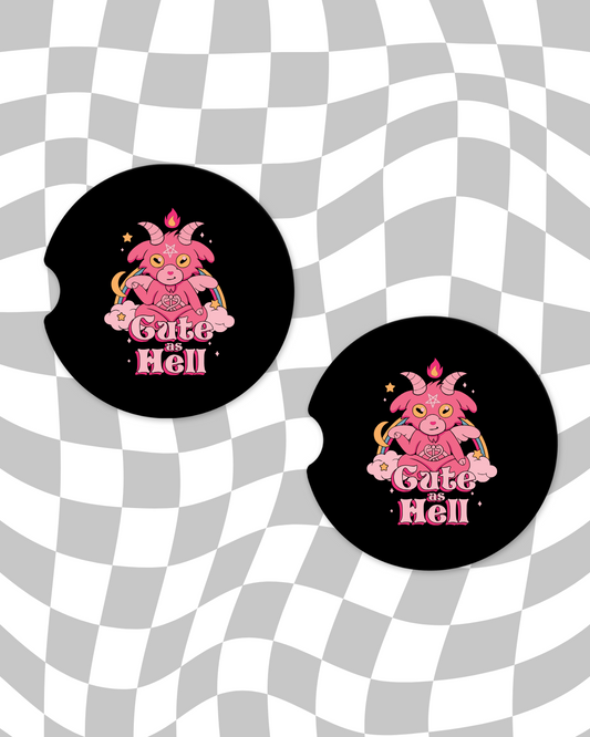 Cute As Hell Car Coasters