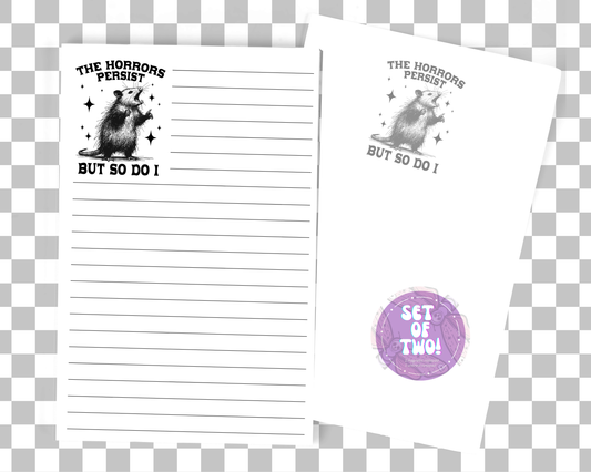 The Horrors Persist Notepad Set