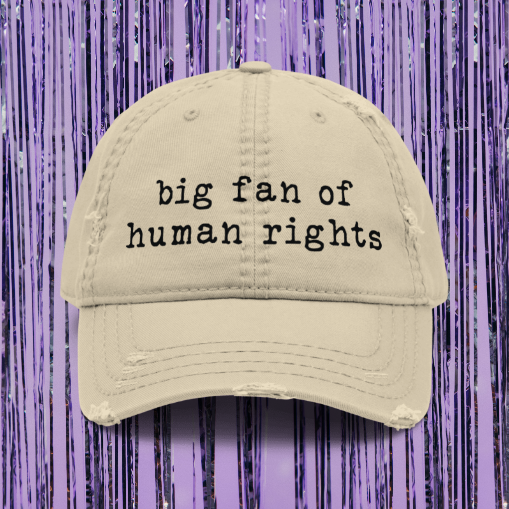 Human Rights Dad Big Fan Of Human Rights Distressed Dad Hat – Lavender & Rage