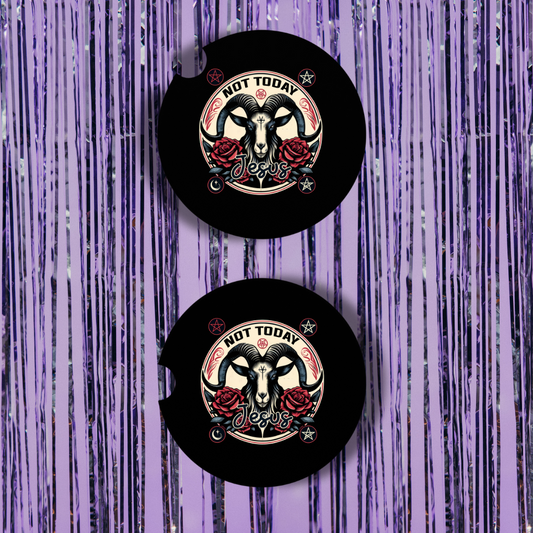 Not Today Jesus Neoprene Car Coasters